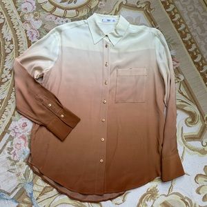 Ombré Silk Blouse Cream to Brown MNG size 2